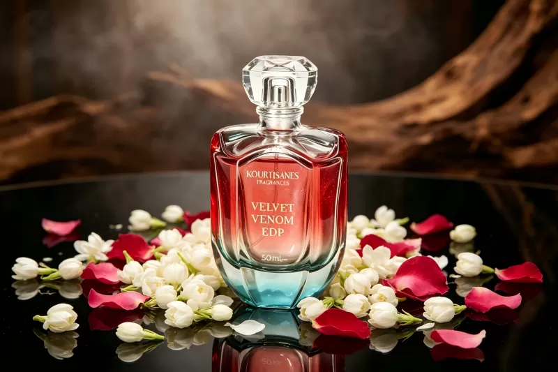 Passionate oriental gourmand perfume with fruity top, layered floral heart and warm vanilla musk base, bold and distinctive feminine scent.